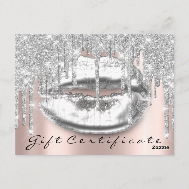 Grått för Gift-certifikat Lash Kiss Läppar Makeup  Vykort (Baksida)