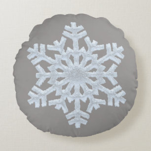 Grått för jul för Snowflake för isig vit fryst Rund Kudde