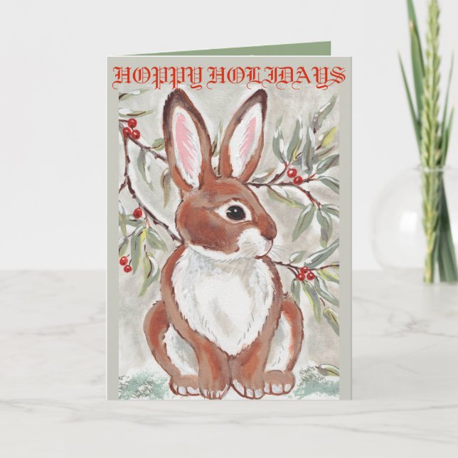 Grått för julbunny kaninkort, kaninkort Älskare Helgkort (Framsida)