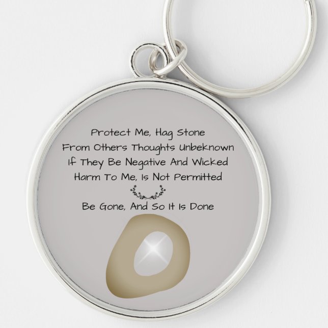 Grått för keltiskt skydd mot hag-stenar rund silverfärgad nyckelring (Framsidan)