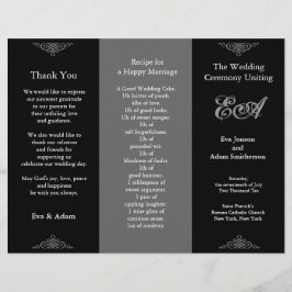 Grått för klassiskt bröllopsprogram-mappläge, Mörk