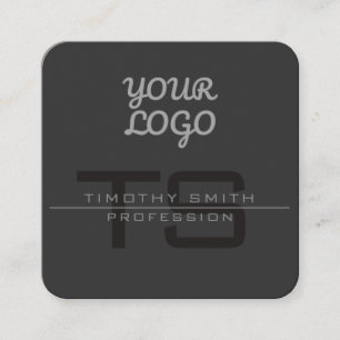 Grått för Logotyp och QR-Mörk för modern Elegant Fyrkantigt Visitkort