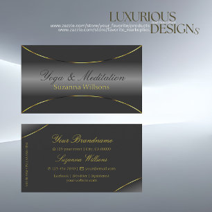 Grått för lyxMörk med Shimmery Guld Gräns Modern Visitkort