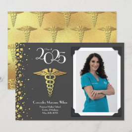 Grått för meddelande om doktor i Guld Studenten Inbjudningar