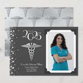 Grått för meddelande om doktor i Silver Studenten Inbjudningar