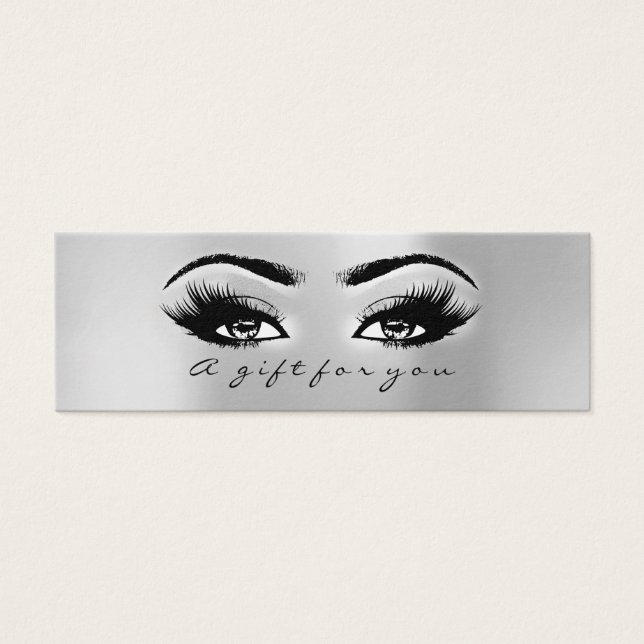 Grått för presentkort är litet! Lash Makeup Artist Litet Visitkort (Framsidan)