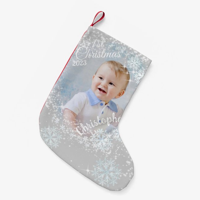 Grått för skärande av Snö Flakes Liten Julstrumpa (Framsidan (Hängande))