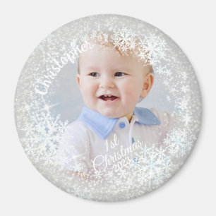 Grått för skärande av Snö Flakes Magnet