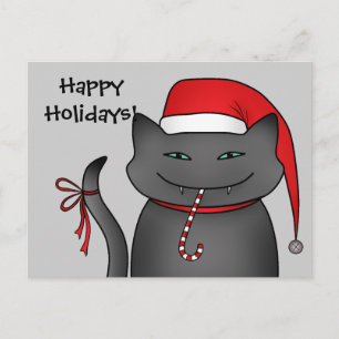 Grått för Snarky roliga julkatt Helg Vykort
