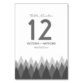Grått Forest Range Woodland Bröllop Bordsnummer