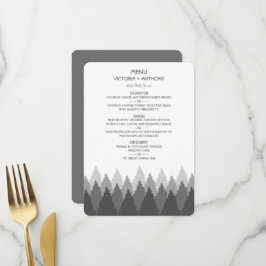 Grått Forest Range Woodland Bröllop Menu Meny