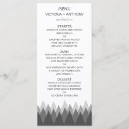 Grått Forest Range Woodland Bröllop Menu Meny