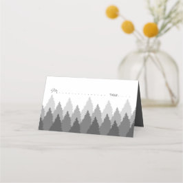 Grått Forest Range Woodland Bröllop Placeringskort