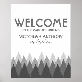 Grått Forest Range Woodland Bröllop Välkommen Poster