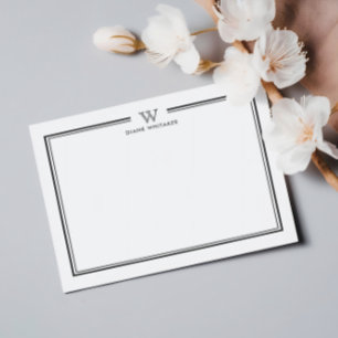 GRÅTT Formal Classic Family Monogram Dubbla Ram Anteckningskort