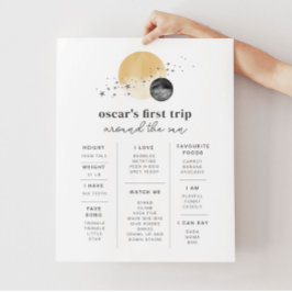 Grått Första Resa runt milstolpen Sol Poster