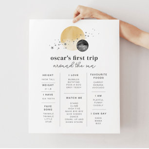 Grått Första Resa runt milstolpen Sol Poster