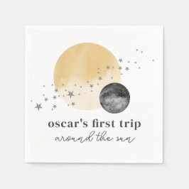 Grått Första Resa runt Sol Pappersservett