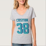 Grått & fotboll Jersey för sportar för turkosvuxen Tröja<br><div class="desc">Grått & Jersey för fotboll för sportar för turkosvuxen | design •,  Kvinna Jersey T-tröja</div>
