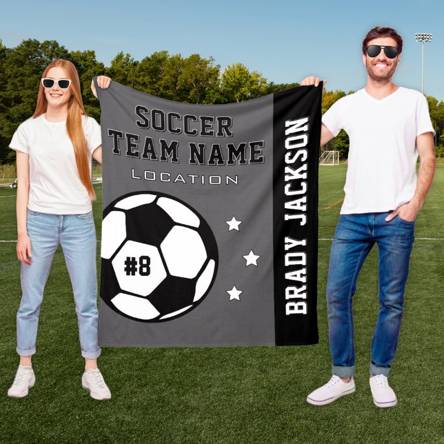 Grått fotbollslag namn och spelare fleecefilt (Skapare uppladdad)