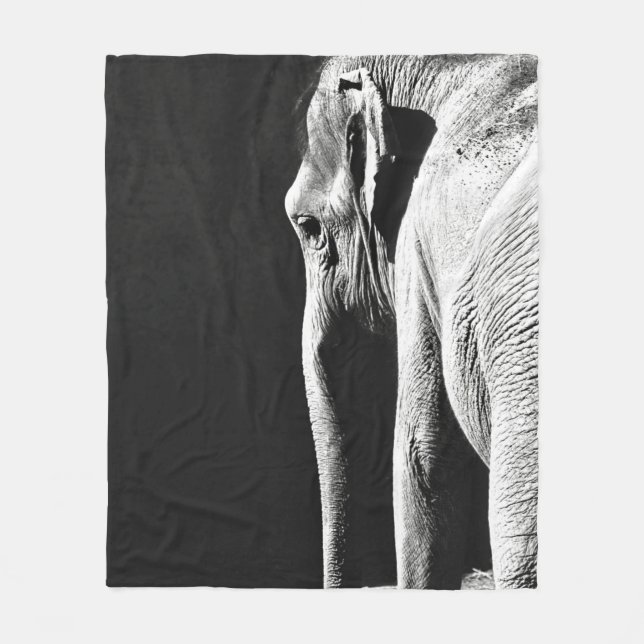 GRÅTT  FOTO AV ELEFANT FLEECEFILT (Framsidan)