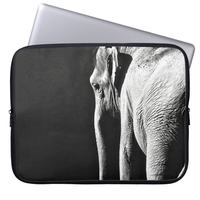 GRÅTT  FOTO AV ELEFANT LAPTOP FODRAL (Framsidan)