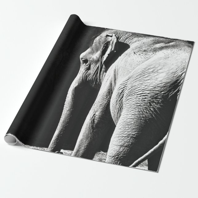 GRÅTT  FOTO AV ELEFANT PRESENTPAPPER (Utrullad)