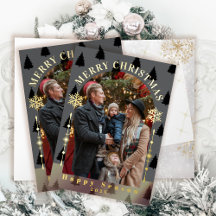 Grått-foto för God jul Träd Snö