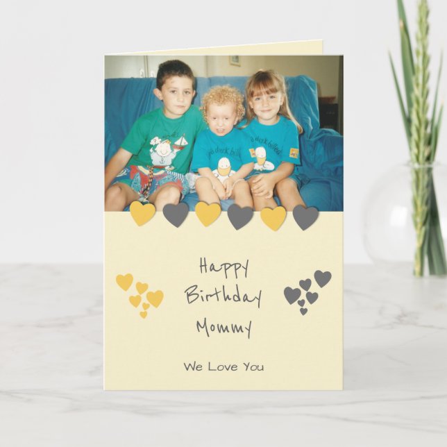 grått-foto för grattis på födelsedagen Mamma orang Kort (Framsida)