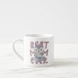 Grått Fox Mamma och Unge - Bästa Mamma någonsin Espressomugg