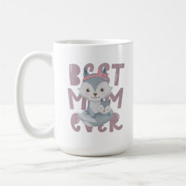Grått Fox Mamma och Unge - Bästa Mamma någonsin Kaffemugg