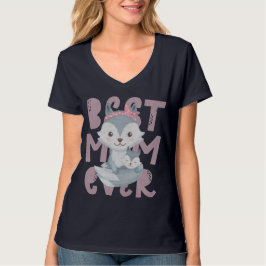 Grått Fox Mamma och Unge - Bästa Mamma någonsin T- T Shirt