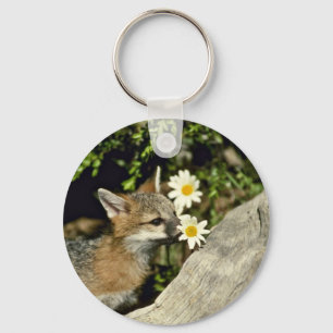 Grått Fox-unge kit-/ätblomma Nyckelring