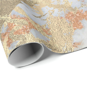 Grått Foxier Ro Guld Marble Shiny Metallic Presentpapper