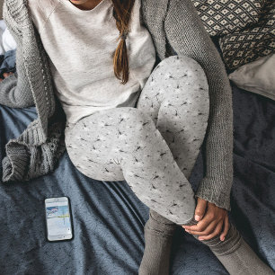 Grått Fractal Geometric Mönster Leggings