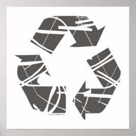 Grått Fractured Recycling Sign Poster