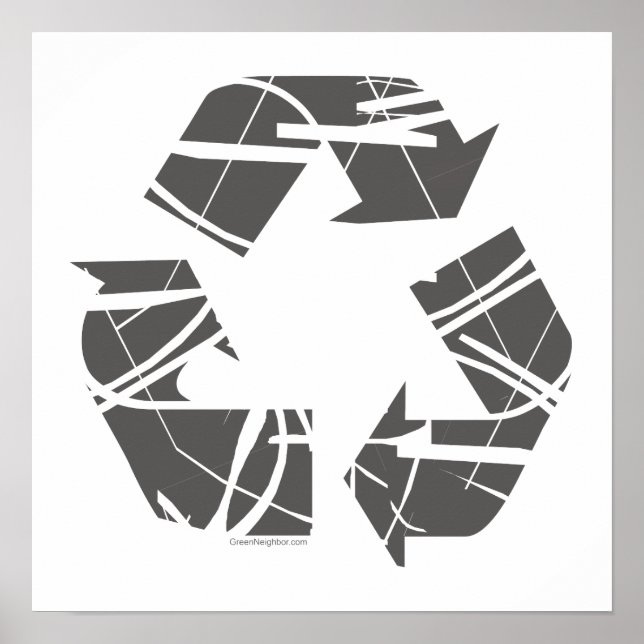 Grått Fractured Recycling Sign Poster (Framsidan)