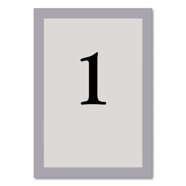 Grått-framskjutet Bröllop-Bordsnummer-kort Bordsnummer (Framsidan)