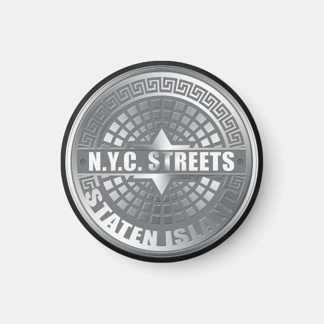 Grått från Manhål Staten Island Magnet (Framsidan)