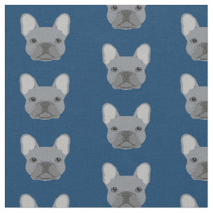 Grått Fransk Bulldog Ansikte Navy Blue Tyg