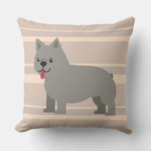 Grått Fransk Bulldog, Beige Stripe Kudde