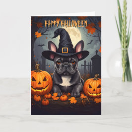 Grått Fransk Bulldog Halloween Kort