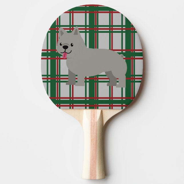Grått Fransk Bulldog, julpinne Pingisracket (Framsidan)