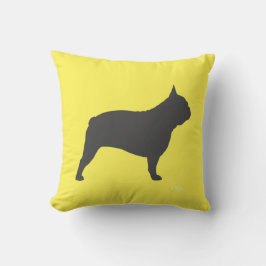Grått Fransk Bulldog Silhouette Frenchie Hund Gult Kudde