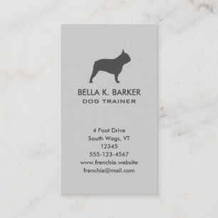 Grått Fransk Bulldog Silhouette Hund älskare Lodrä Visitkort