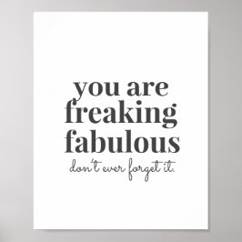 Grått Freaking Fabulous Motivational Confidence Poster