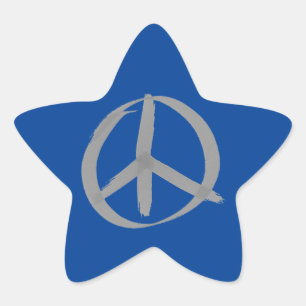 Grått Fredstecken Star Sticker Stjärnformat Klistermärke
