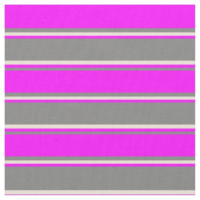 Grått, Fuchsia och Bisque Stripe Mönster Tyg (Närbild)