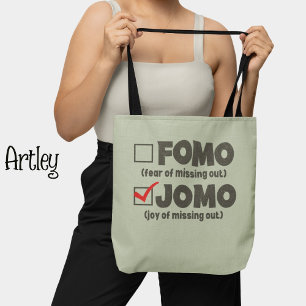 Grått Funny FOMO JOMO-markera rutan Introvert Tygkasse