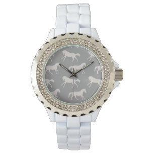 Grått Galloping Horses Mönster Armbandsur